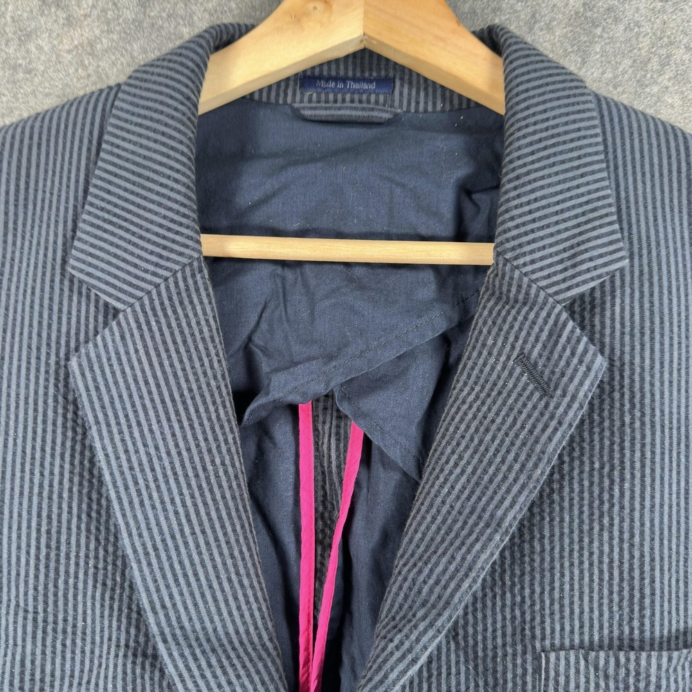Bonobos Seersucker Blazer Mens 44R Gray Striped Cotton Two Button Sport Coat - Picture 3 of 16